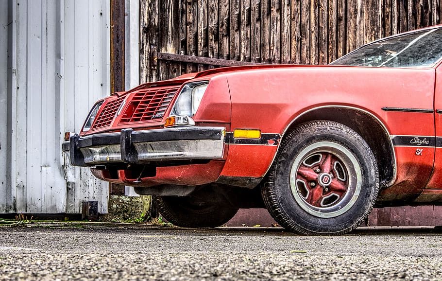 oldsmobile, starfire sx, oldtimer, auto, broken, red, hdr, high dynamic range HD wallpaper
