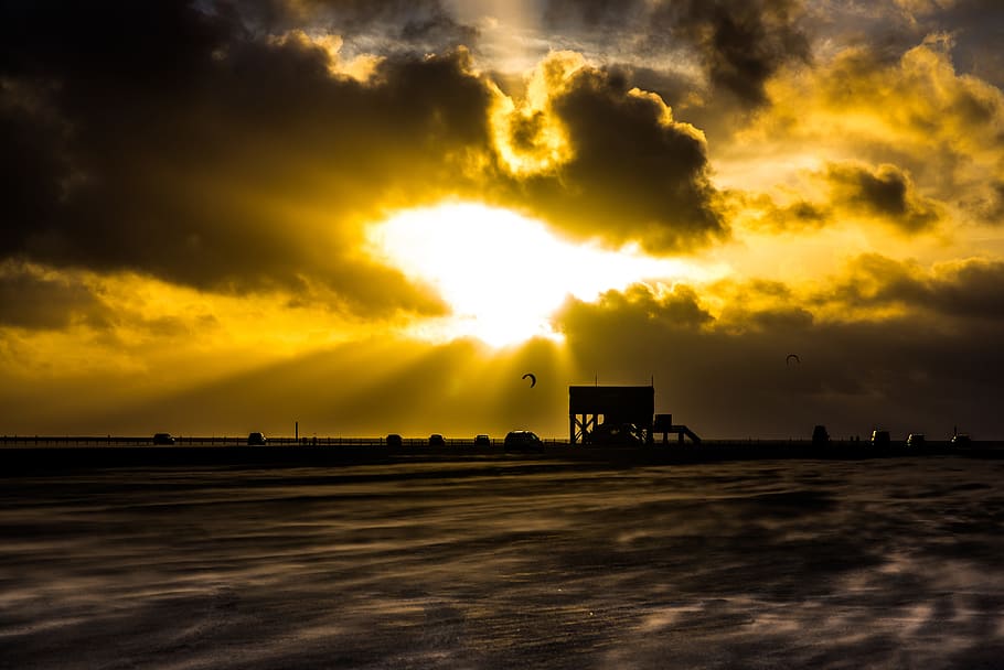 sunset, sky, dawn, cloud, spo, forward, sand blow, cloud - sky HD wallpaper