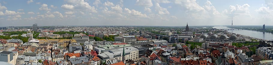 riga, panoramic image, city, cityscape, architecture, building exterior HD wallpaper