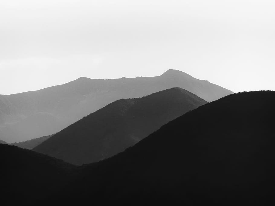 Clean Layers, photo of silhouette of mountain range, rock, landscape HD wallpaper