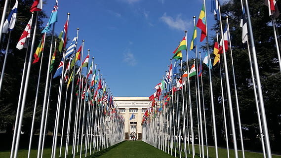 flag, geneva, un, built structure, architecture, sky, building exterior HD wallpaper
