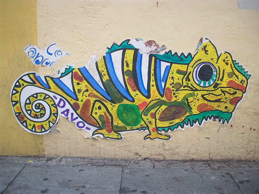 graffiti, colorful, paint, design, lizard, animal, drawing HD wallpaper
