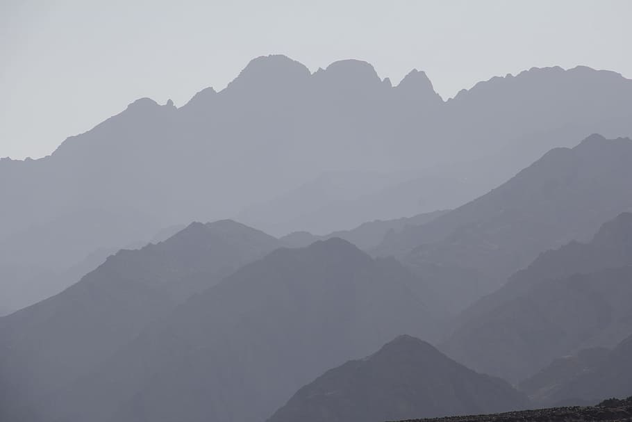 Mountains, Panorama, Black And White, light, shadow, shadow play, HD wallpaper