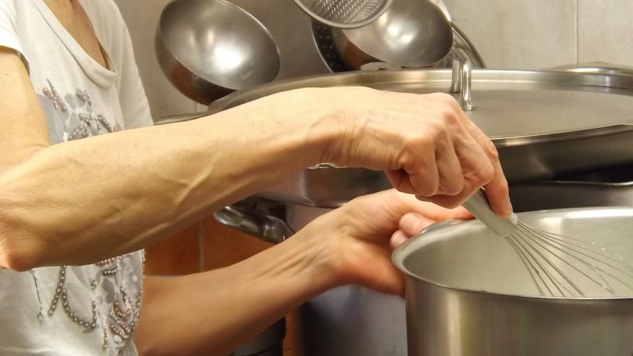 Cook, Kitchen, Hands, Pots, saucepans, domestic kitchen, human body part HD wallpaper