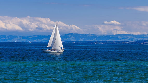 sail boat in the middle of the sea, boot, lake constance, water HD wallpaper