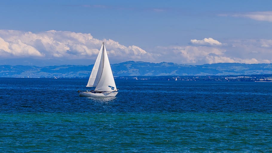sail boat in the middle of the sea, boot, lake constance, water HD wallpaper