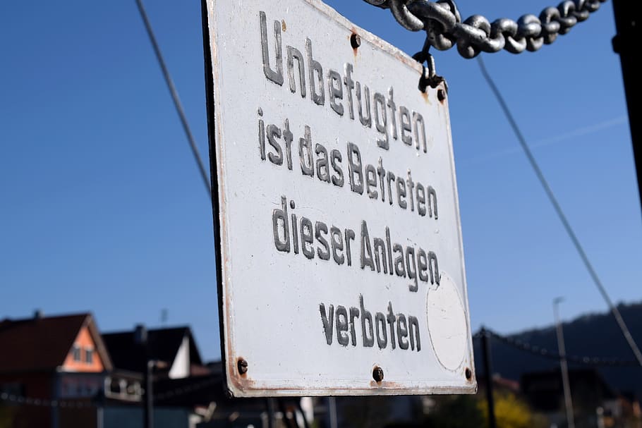 warnschild, blue sky, ship, chain, monument, warning, note HD wallpaper