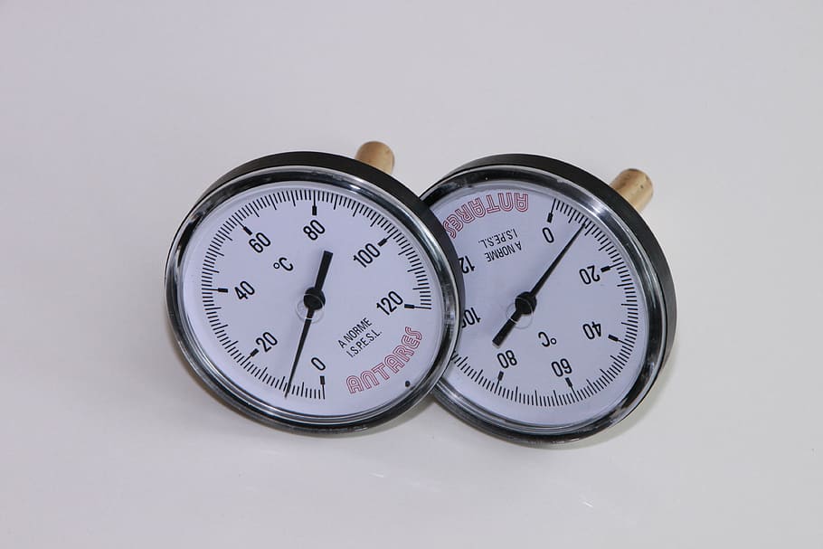 analog, bimetal, dial, round, stainless, steel, stem, thermometer HD wallpaper