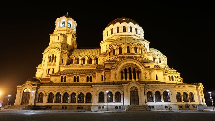 sofia, bulgaria, cathedral, night, orthodox, christian, architecture HD wallpaper