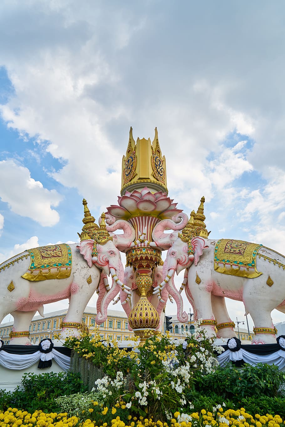 multicolored lord Ganesha concrete statue, Thailand, South Asia, HD wallpaper