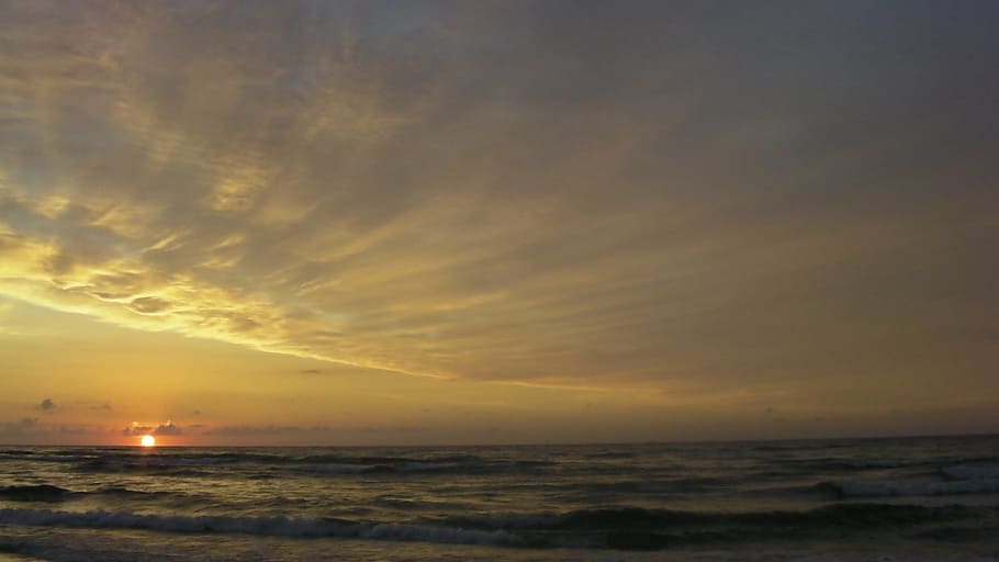 sunset, sea, beach, sky, water, horizon over water, scenics - nature HD wallpaper