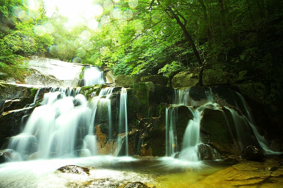 time-lapse photography of river stream, valley, nature, landscape HD wallpaper