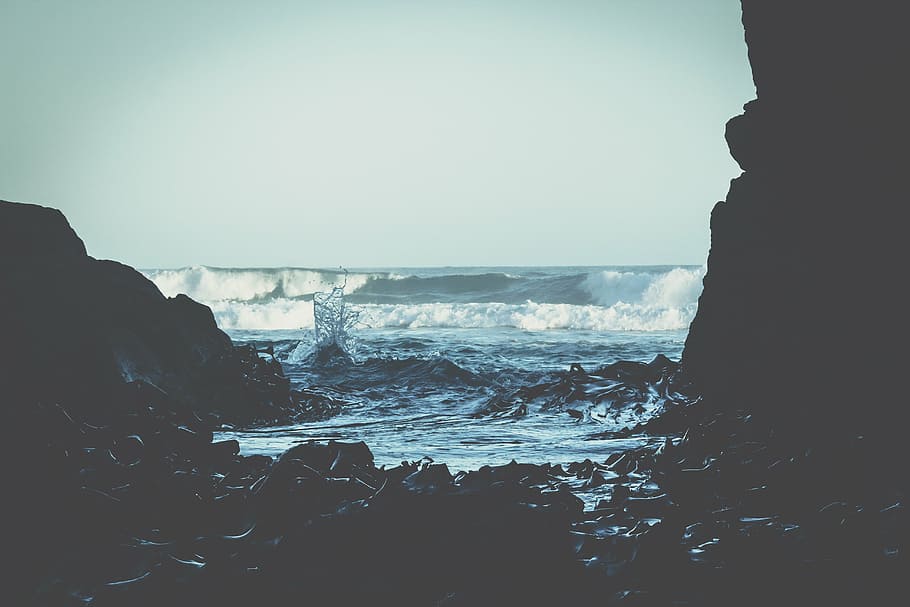 beach, coast, nature, ocean, outdoors, rocks, sea, seascape HD wallpaper