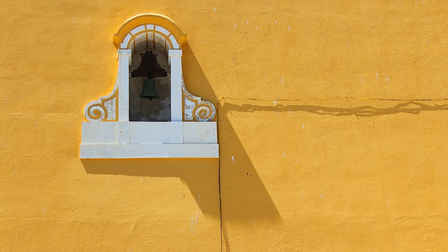 wall, bell, yellow, monument, cable, architecture, old, built structure HD wallpaper