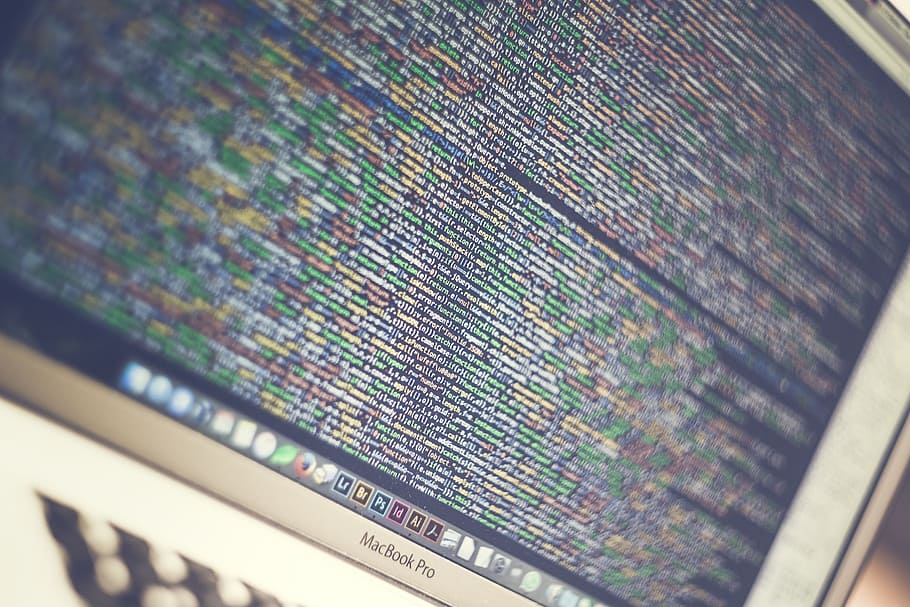 shallow photography of MacBook Pro, code, html, java script HD wallpaper