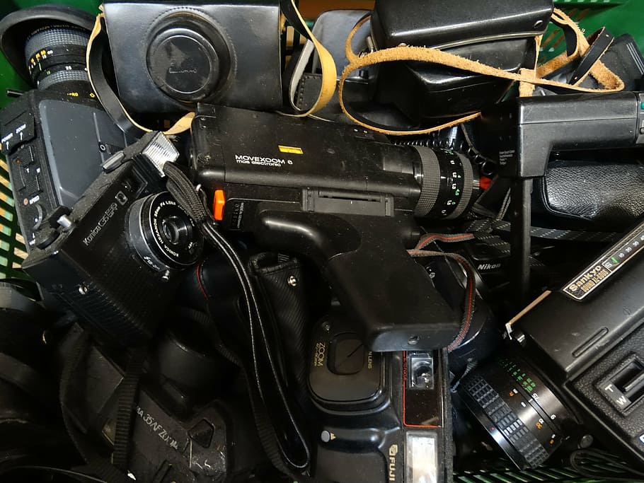 cameras, old, nostalgia, discarded, sorted out, collection HD wallpaper
