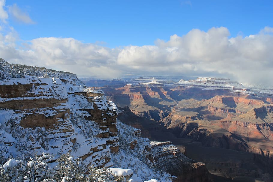 Grand Canyon, Winter, Snow, Park, landscape, nature, arizona, HD wallpaper