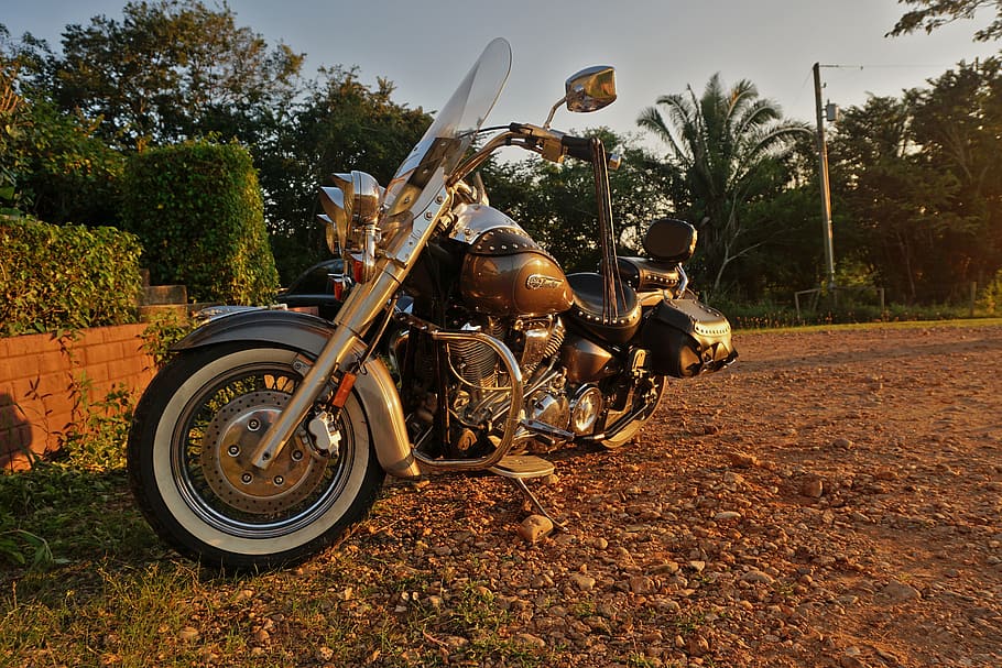 motorcycle, yamaha, engine, chrome, tire, mirrors, motorcycle windshield HD wallpaper