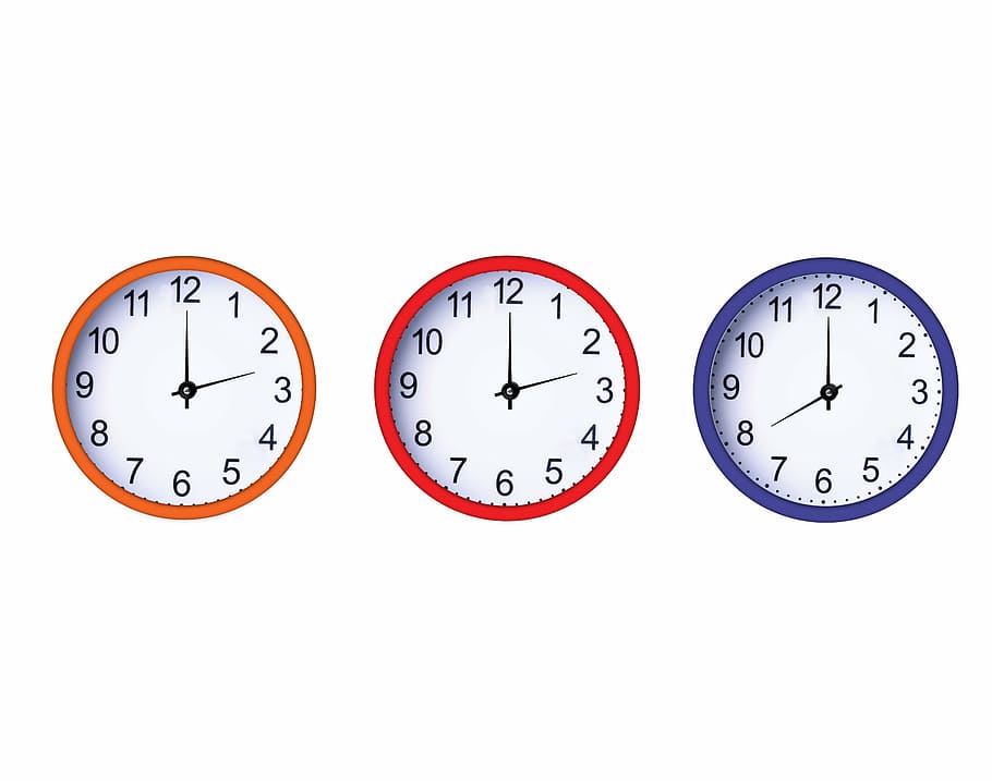 three round analog watches illustration, clock, time, white HD wallpaper