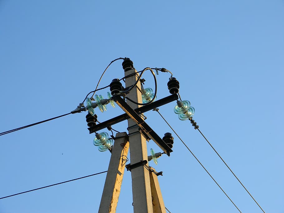 electricity, wire, post, engineering, insulators, current, cable HD wallpaper