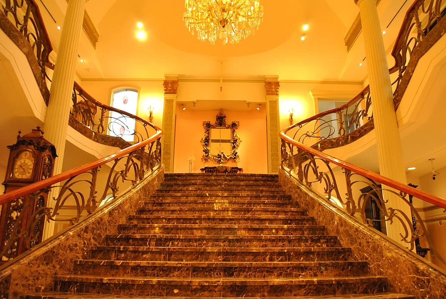 踏段, building, internal, high class, staircase, steps and staircases HD wallpaper