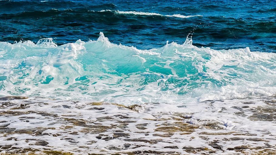 Ocean Waves, water, liquid, spray, foam, drops, smashing, sea HD wallpaper