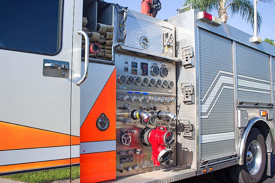 truck, fire, control panel, transportation, mode of transportation HD wallpaper