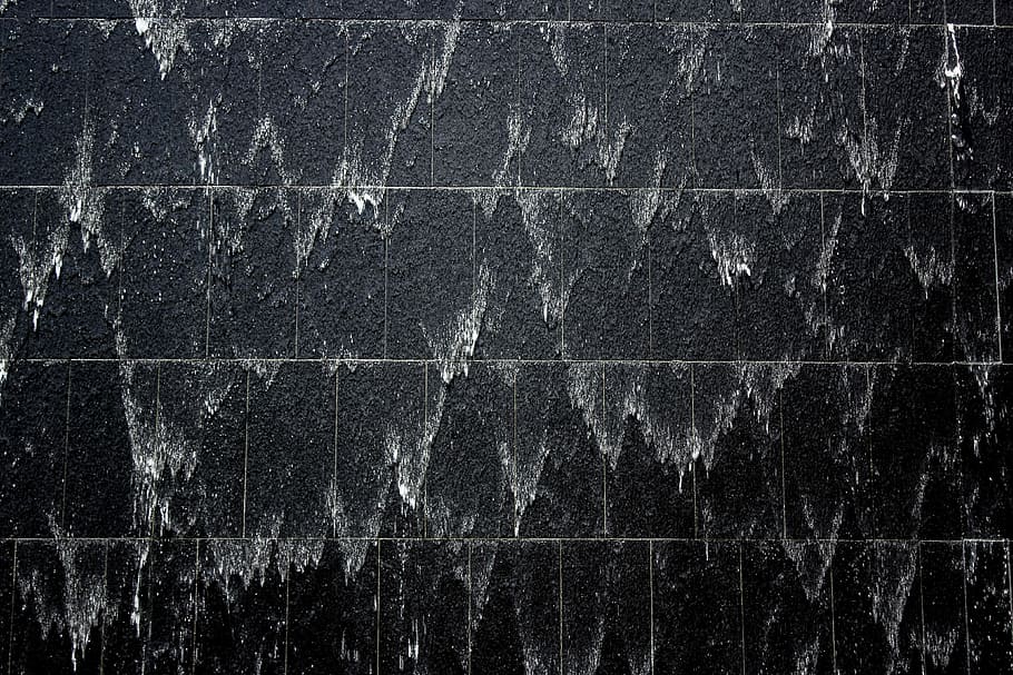 black and gray wall art, Waterwall Greenville, wet, drip, dripping HD wallpaper