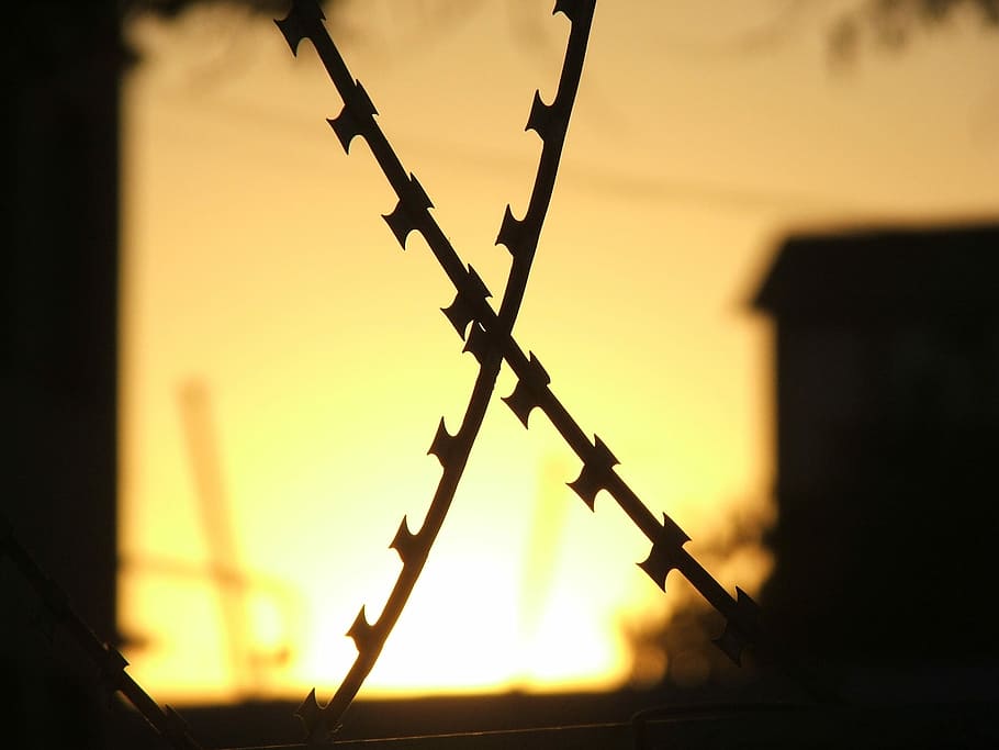 Haydarpaşa, Barbed Wire, Sunset, silhouette, no people, outdoors HD wallpaper