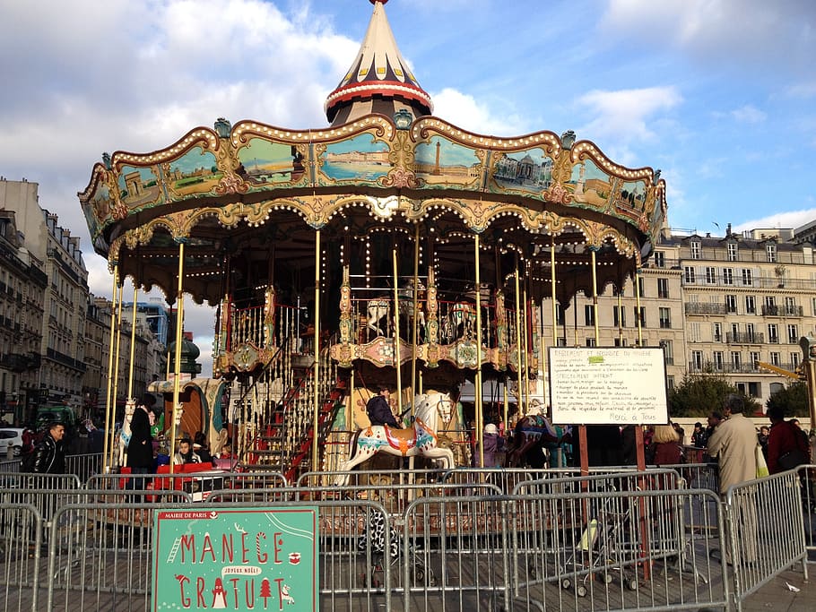 carousel, old, paris, built structure, architecture, building exterior HD wallpaper
