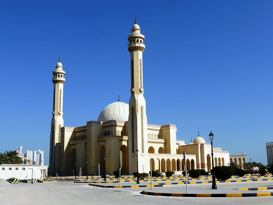 mosque, islam, faith, minaret, bahrain, building exterior, architecture, HD wallpaper