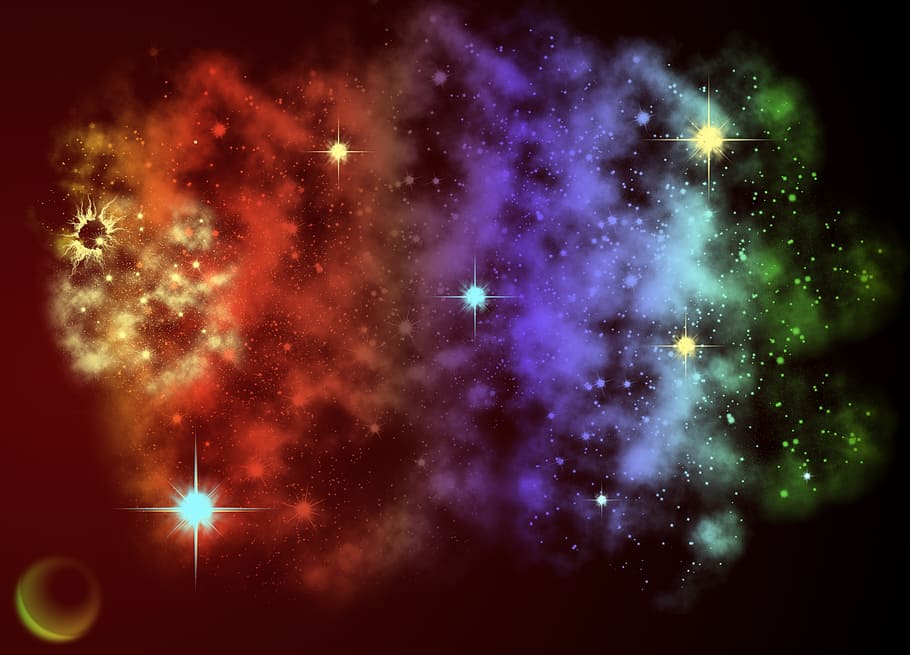 multicolored stars, galaxy, science fiction, space, abstract