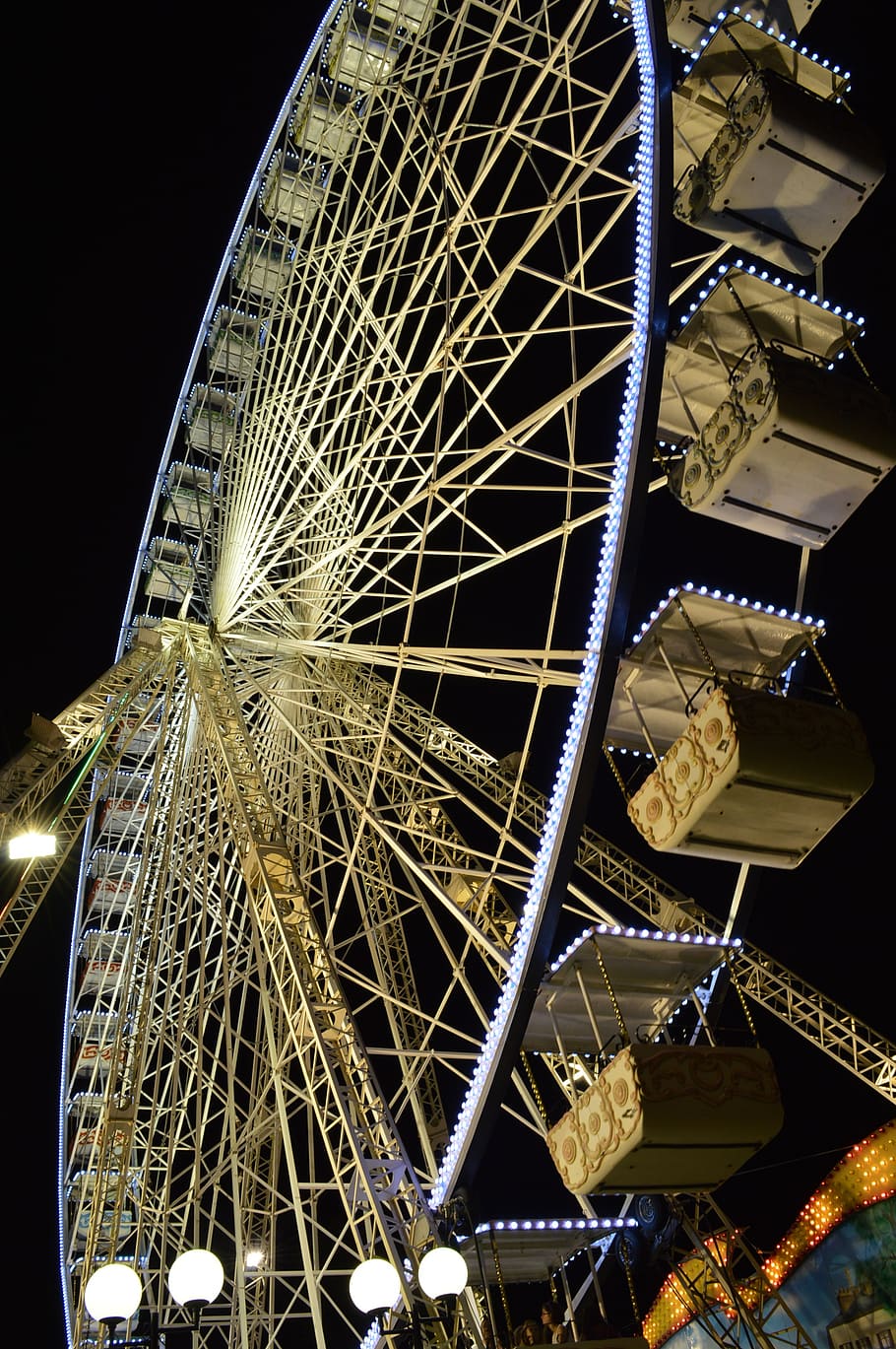 fun fair, wheel, avignon, night, light, nightlife, amusement park HD wallpaper