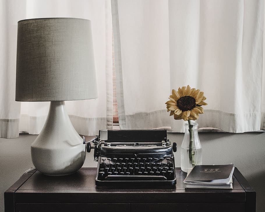 desk, typewriter, office, machine, work, journalism, antique HD wallpaper