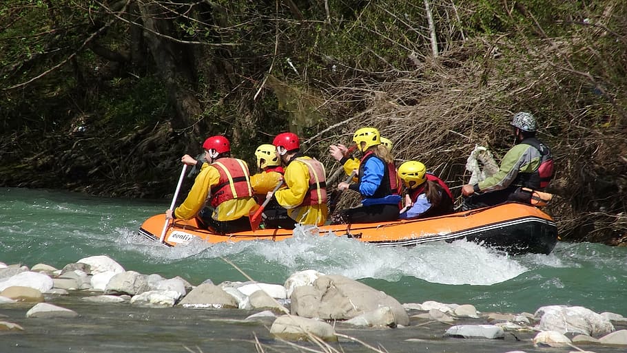 rafting, whitewater, river, rapids, rubber boat, adventurous HD wallpaper