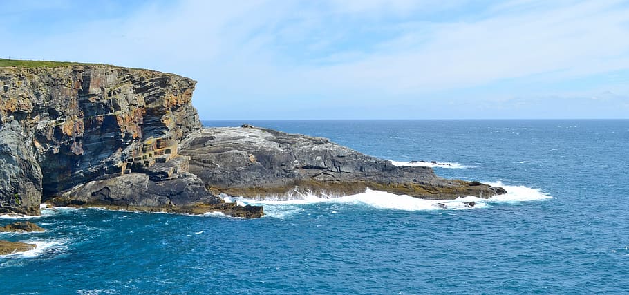 cliff beside body of water, Cliffs, Rock, Sea, steilkueste HD wallpaper