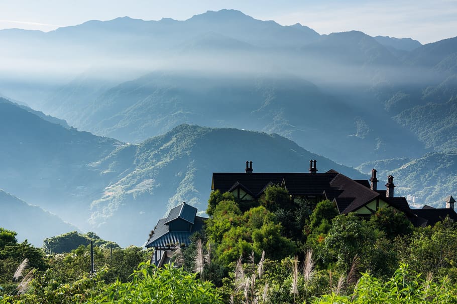 aerial photo of village, taiwan, chingjing, morning, a surname, HD wallpaper