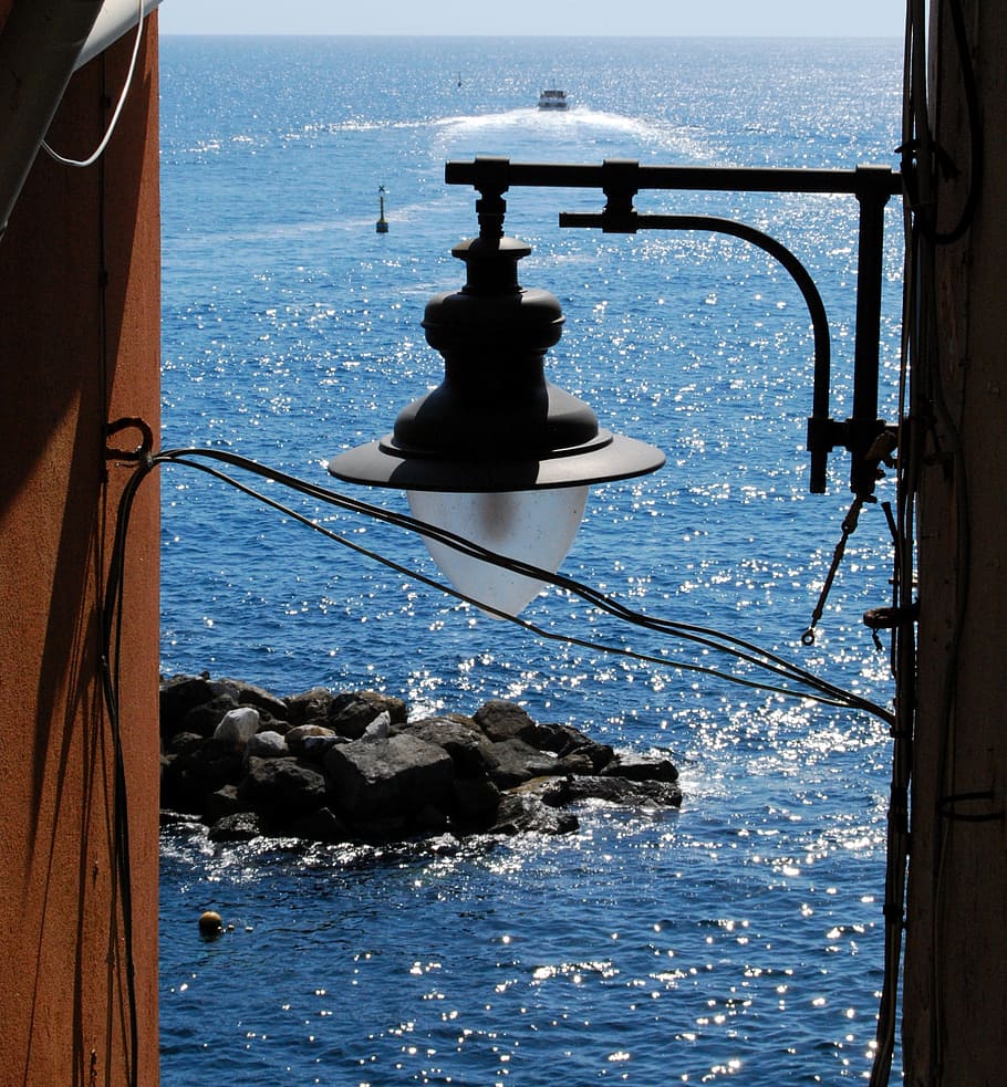 lamp, sea, scoglio, water, landscape, nautical Vessel, sailing HD wallpaper