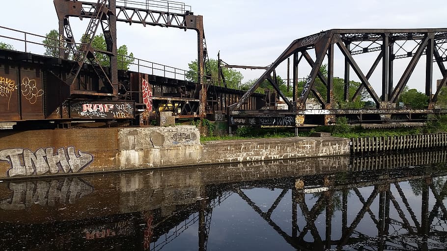 graffiti, water, texture, built structure, architecture, bridge HD wallpaper