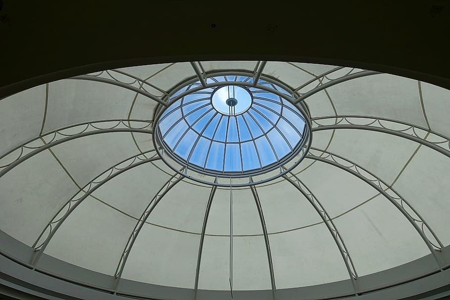 dome, skylight, circular, roof, structure, ceiling, architectural HD wallpaper