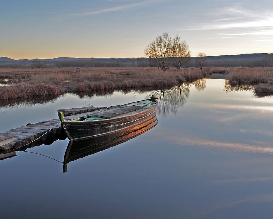 barca, lake, backwards, boat, landscape, nature, sky, water HD wallpaper