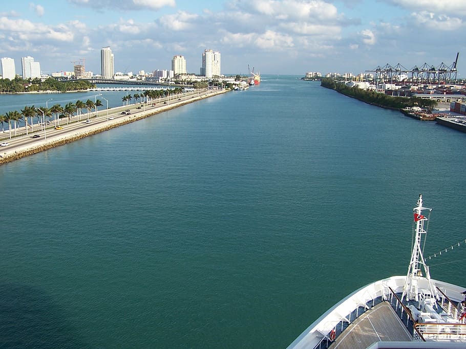 miami, cruise, ship, water, built structure, architecture, building exterior HD wallpaper