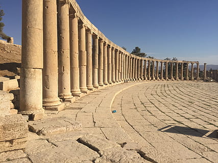 Jerash, Jordan, bawatna, architectural column, history, travel destinations HD wallpaper