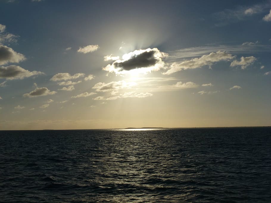 ocean, sky, clouds, cloudy, horizon, water, seascape, sunset HD wallpaper