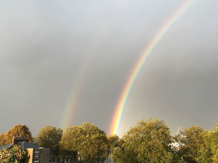 Rainbow, Nature, Colorful, sky, bright, spectrum, landscape HD wallpaper