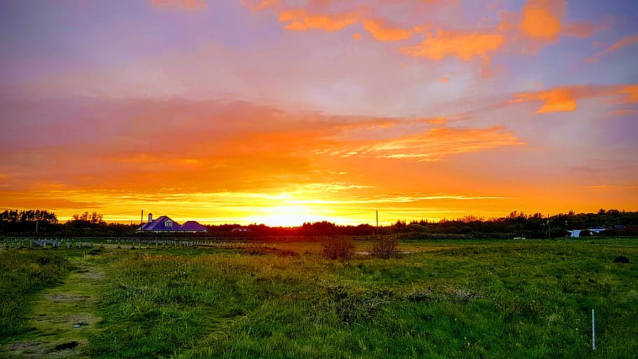 sunset, ireland, sky, cloud - sky, landscape, environment, scenics - nature HD wallpaper