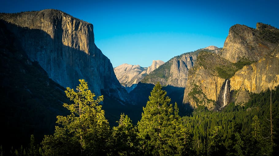El Capitan Yosemite National park, cliffs, forrest, green, tunnel view, HD wallpaper