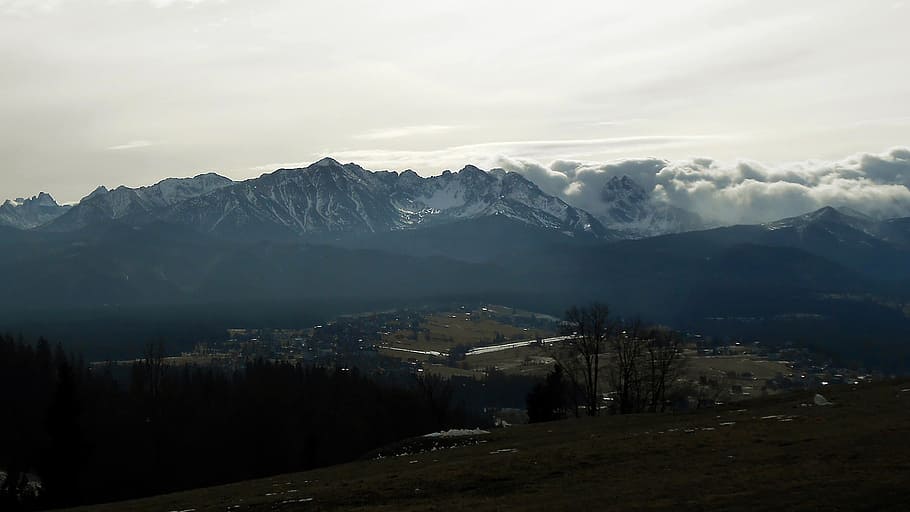 mountains, view, buried, landscape, top view, tatry, nature HD wallpaper