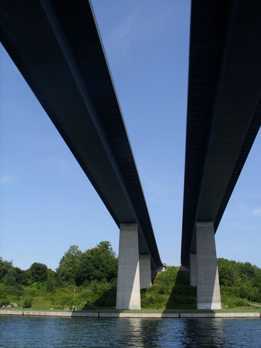 bridge, river, landscape, waters, highway bridge, concrete HD wallpaper