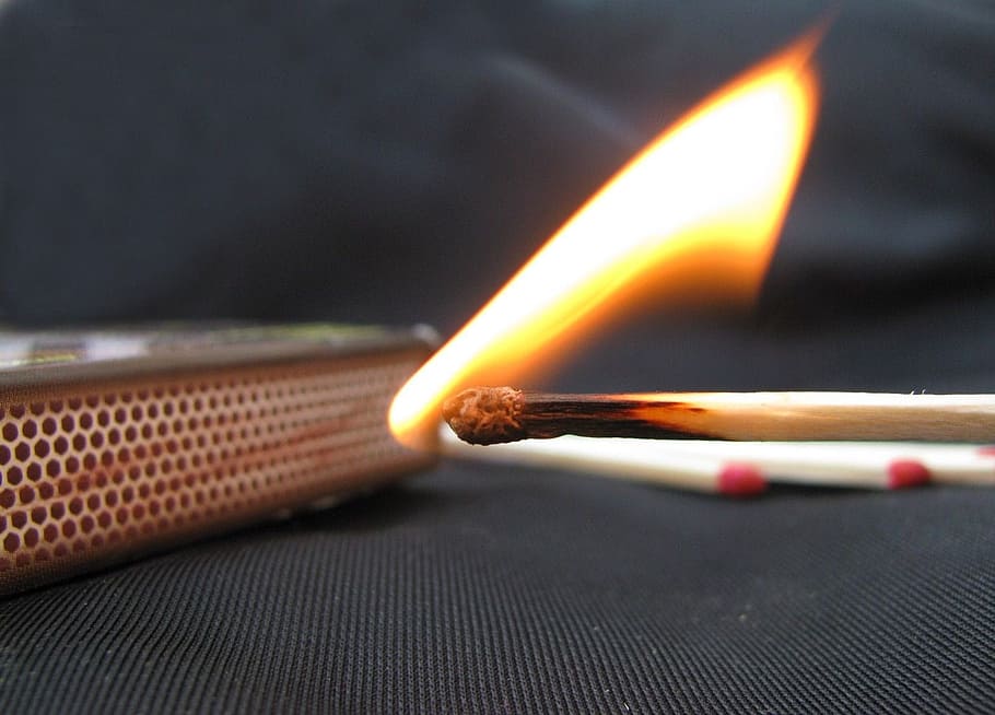 Match, Flame, Matchstick, Fire, Burning, hot, igniting, flammable, HD wallpaper